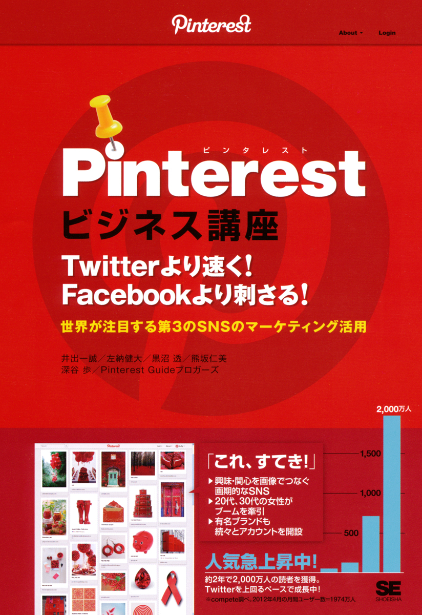 Pinterestビジネス講座 Twitterより速く Facebookより刺さる 世界が注目する第3のsnsのマーケティング活用 深谷 歩 井出 一誠 左納 健大 黒沼 透 熊坂 仁美 翔泳社の本 Pinterestビジネス講座 Twitterより速く Facebookより刺さる 世界が注目する第3のsnsのマーケティング活用 深谷 歩 井出 一誠 左納 健大 黒沼 透 熊坂 仁美 翔泳社の本